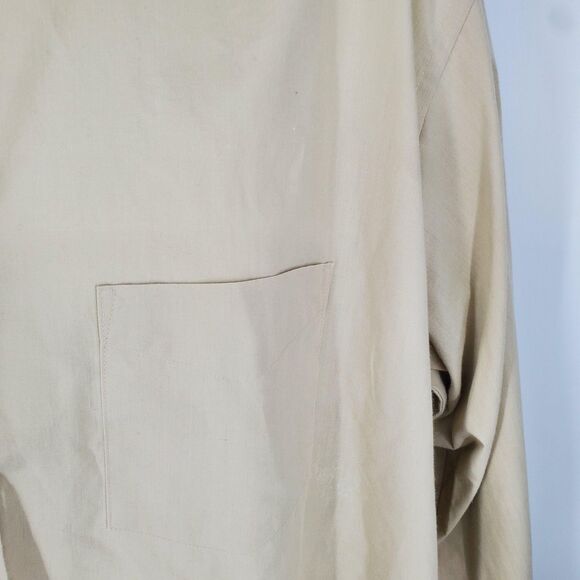David Taylor Shirt Mens 17.5 34/35 Tan Dress Button Front Single Needle Pocket - Picture 3 of 9